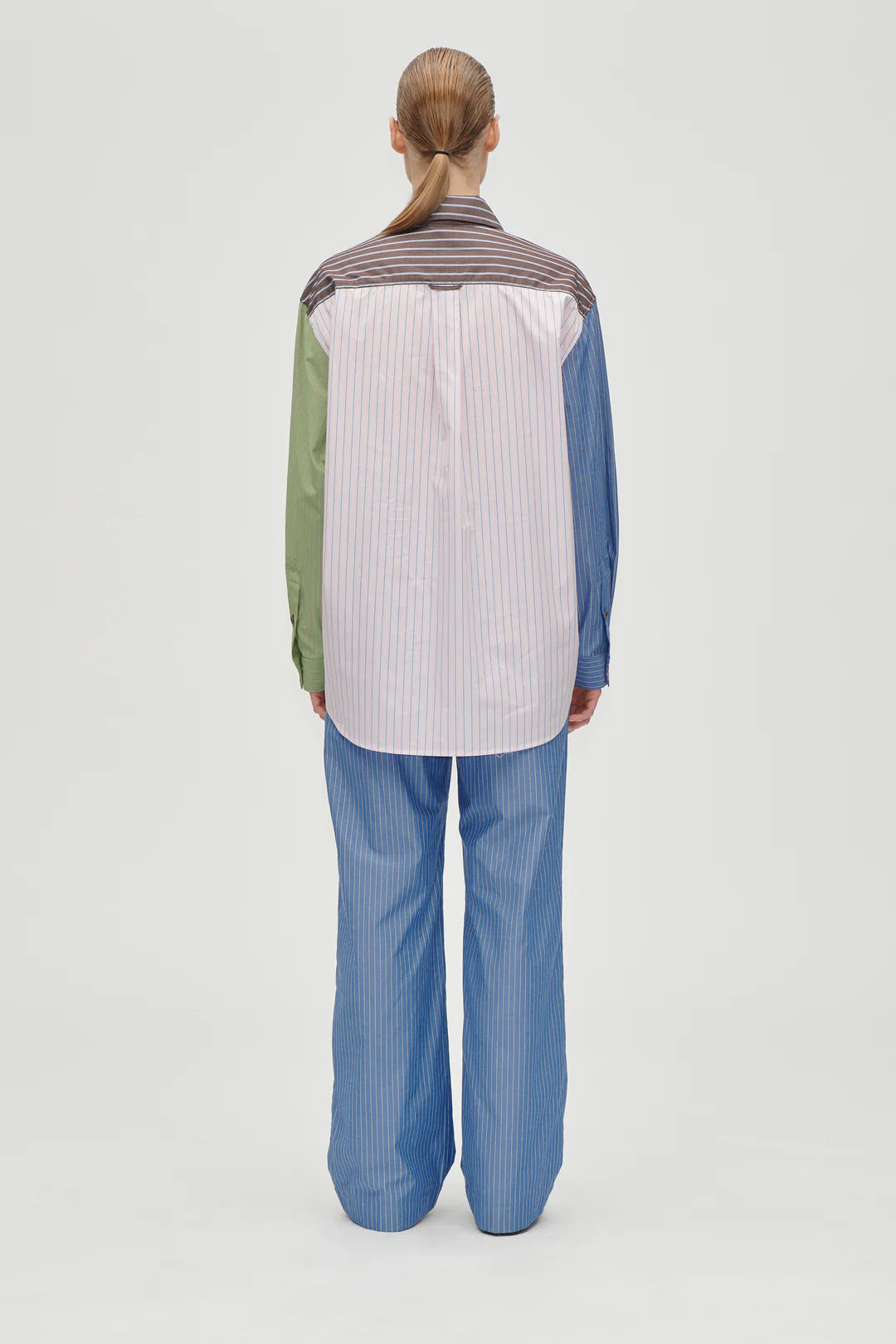 Light Gray מכנסיים ארוכים בהדפס פסים לנשים STINE GOYA