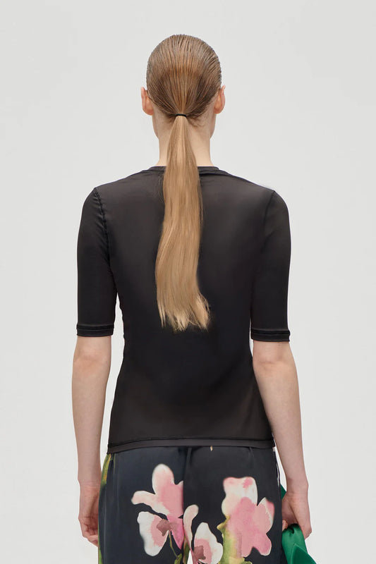 Dark Slate Gray טי שירט קצרה פרחונית לנשים STINE GOYA