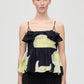 Black גופיה לנשים Floral Peplum STINE GOYA