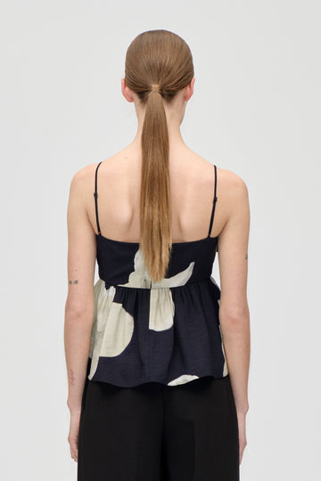 Black גופיה לנשים Floral Peplum STINE GOYA