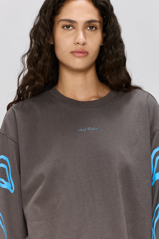 Dim Gray טי שירט ארוכה לנשים / גברים Everything Nice LAZY EYE PPL