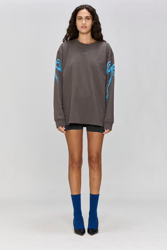 Light Gray טי שירט ארוכה לנשים / גברים Everything Nice LAZY EYE PPL