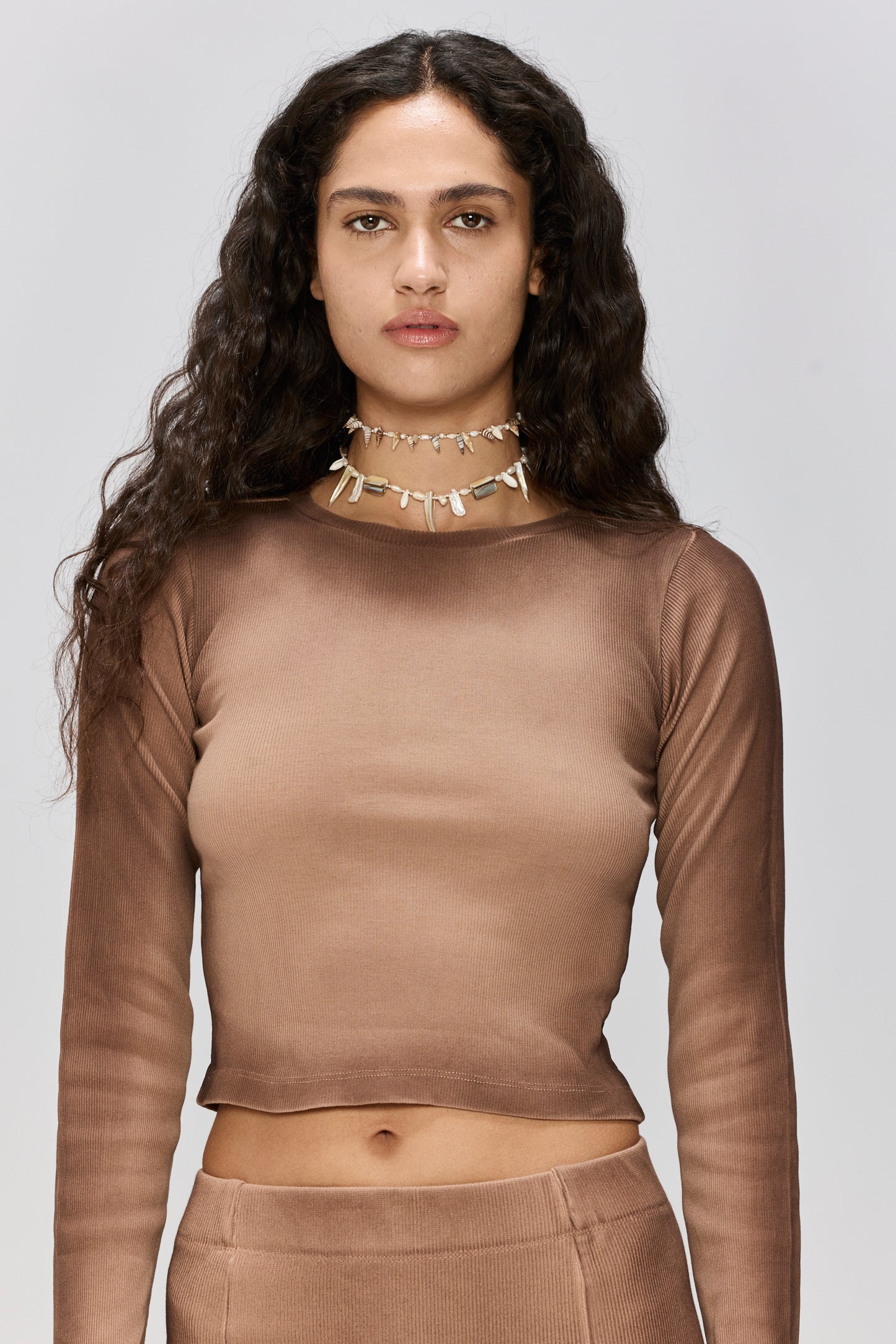 Rosy Brown טי שירט ארוכה לנשים Spray LAZY EYE PPL