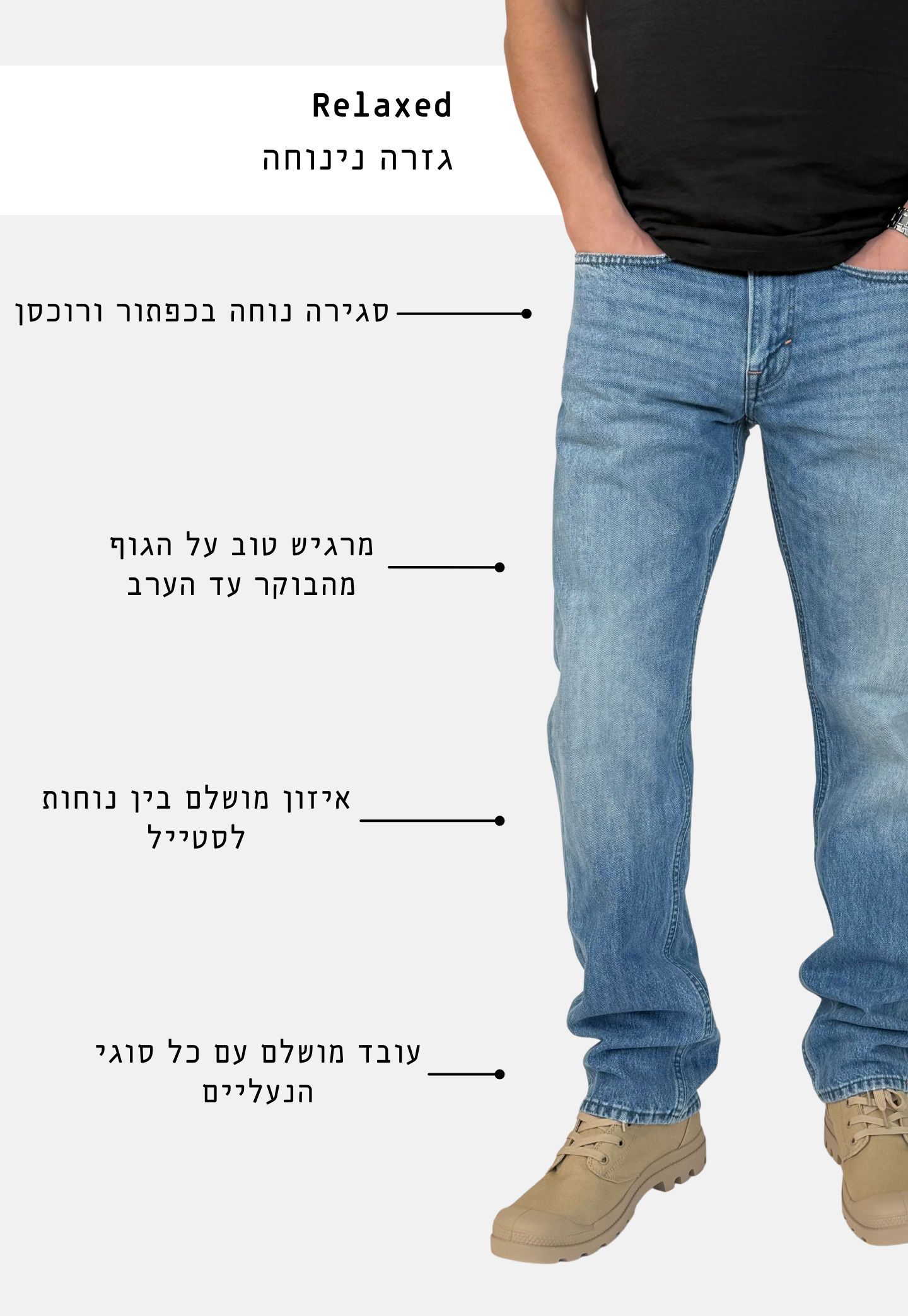 White Smoke ג׳ינס ארוך לגברים S90 – Relaxed Fit MINUS 1
