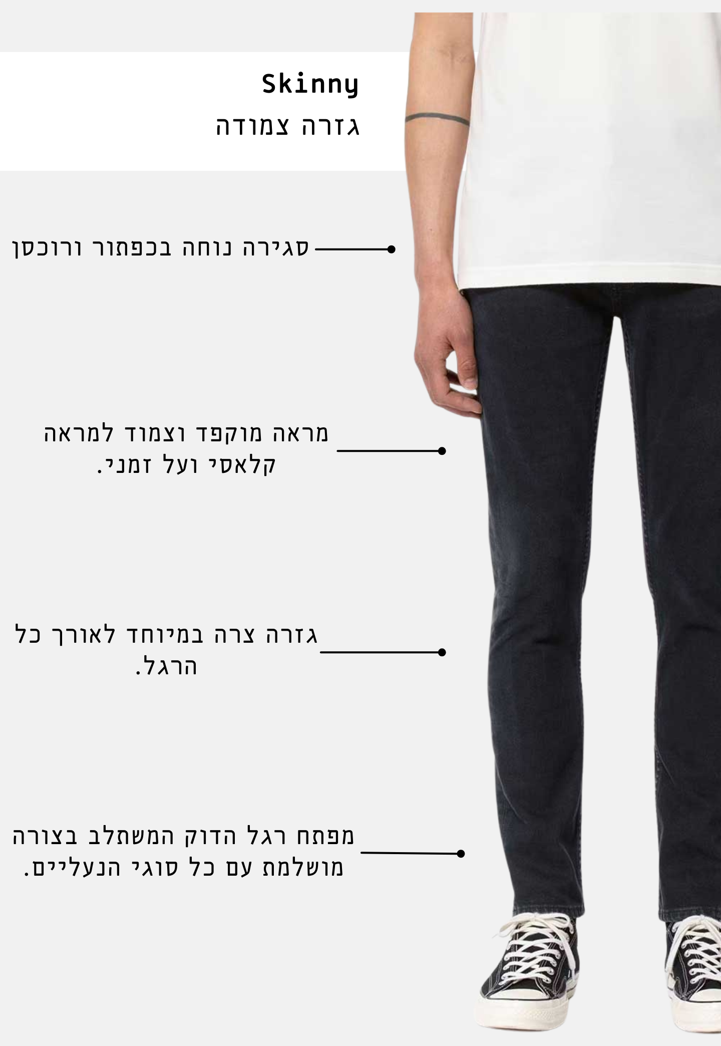White Smoke ג'ינס ארוך לגברים Lean Dean - Skinny Fit NUDIE