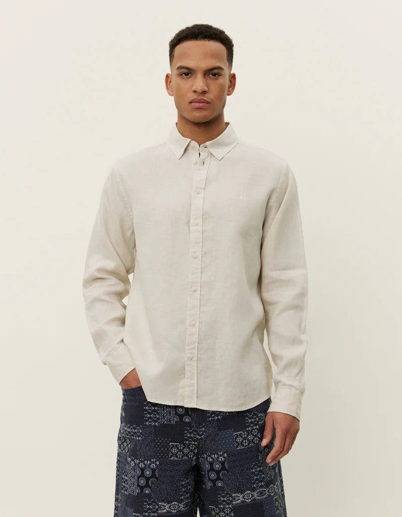 Light Gray חולצה מכופתרת פשתן לגברים Konrad LES DEUX