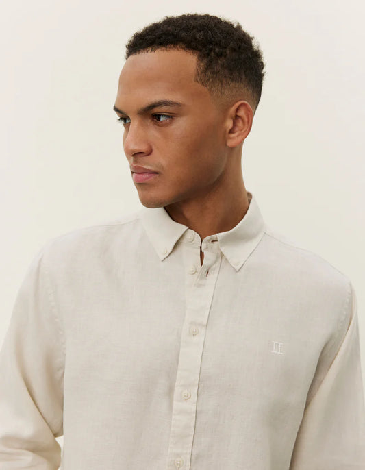 Light Gray חולצה מכופתרת פשתן לגברים Konrad LES DEUX