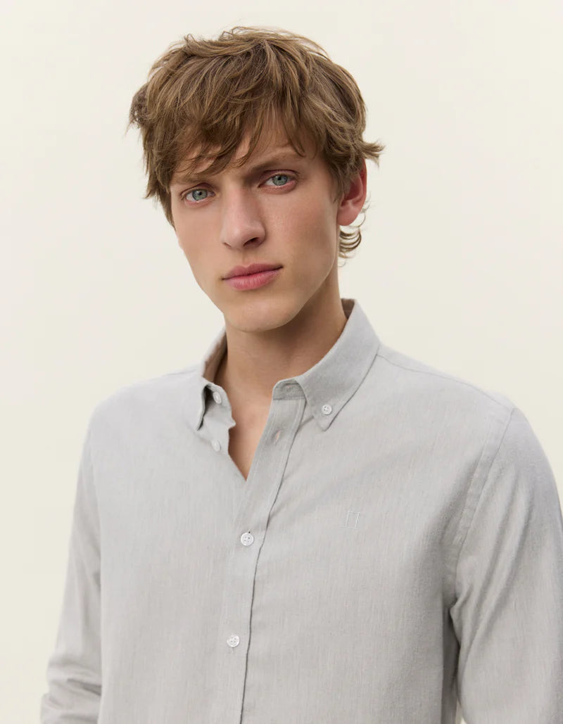 Light Gray חולצה מכופתרת ארוכה לגברים Desert LES DEUX