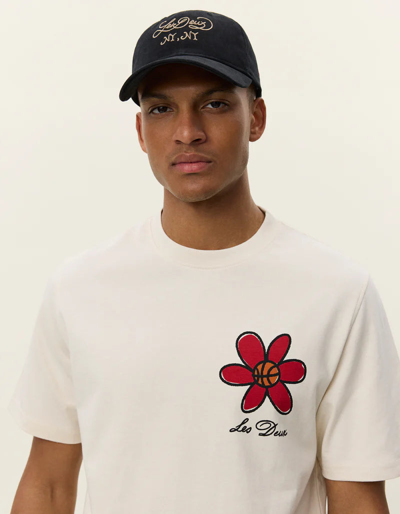 Light Gray טי שירט קצרה לגברים Flower LES DEUX