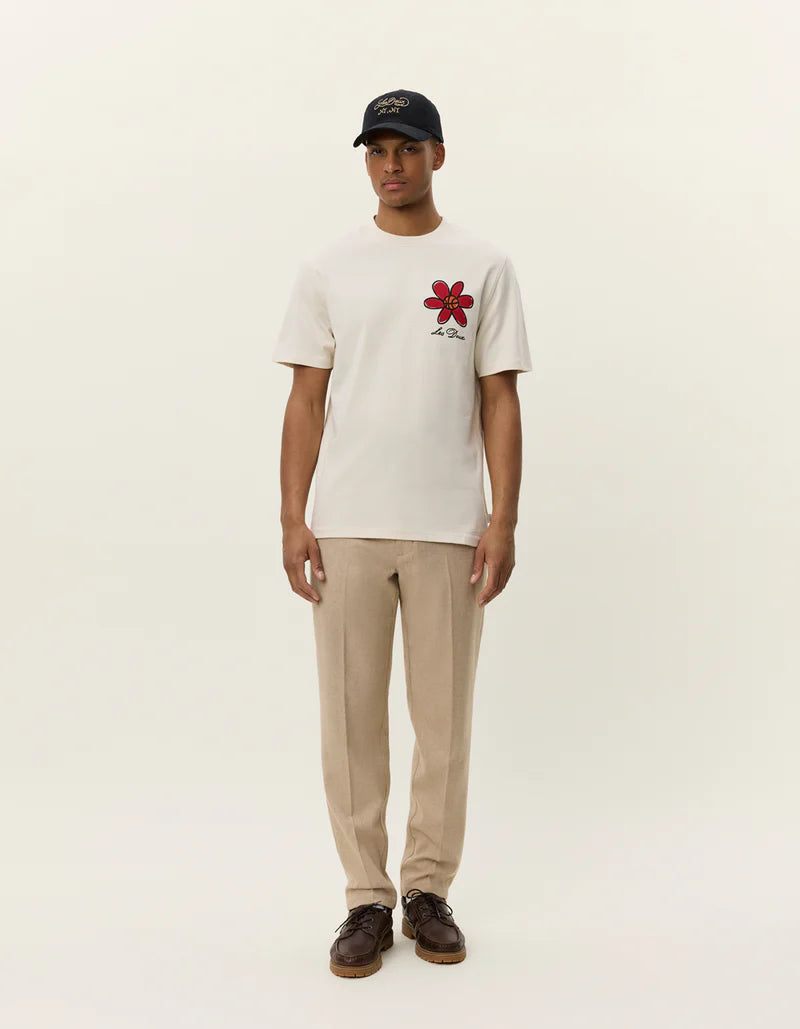 Antique White טי שירט קצרה לגברים Flower LES DEUX