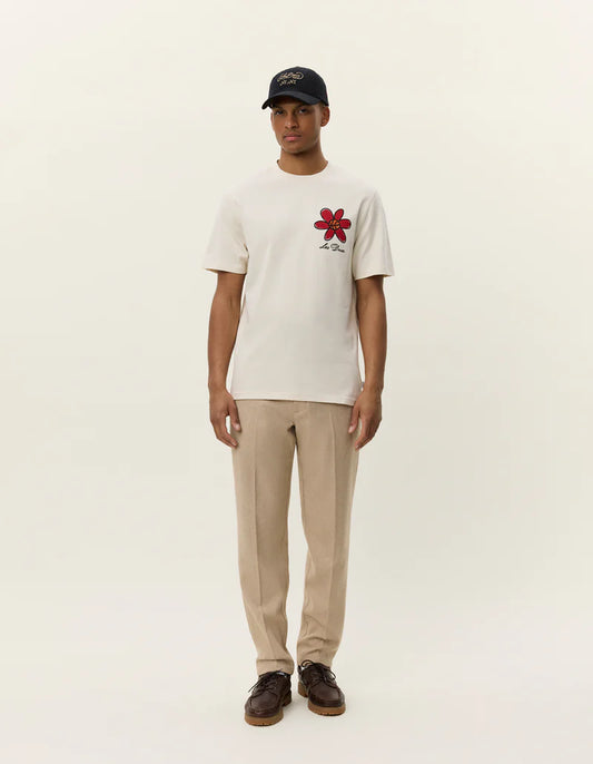 Antique White טי שירט קצרה לגברים Flower LES DEUX