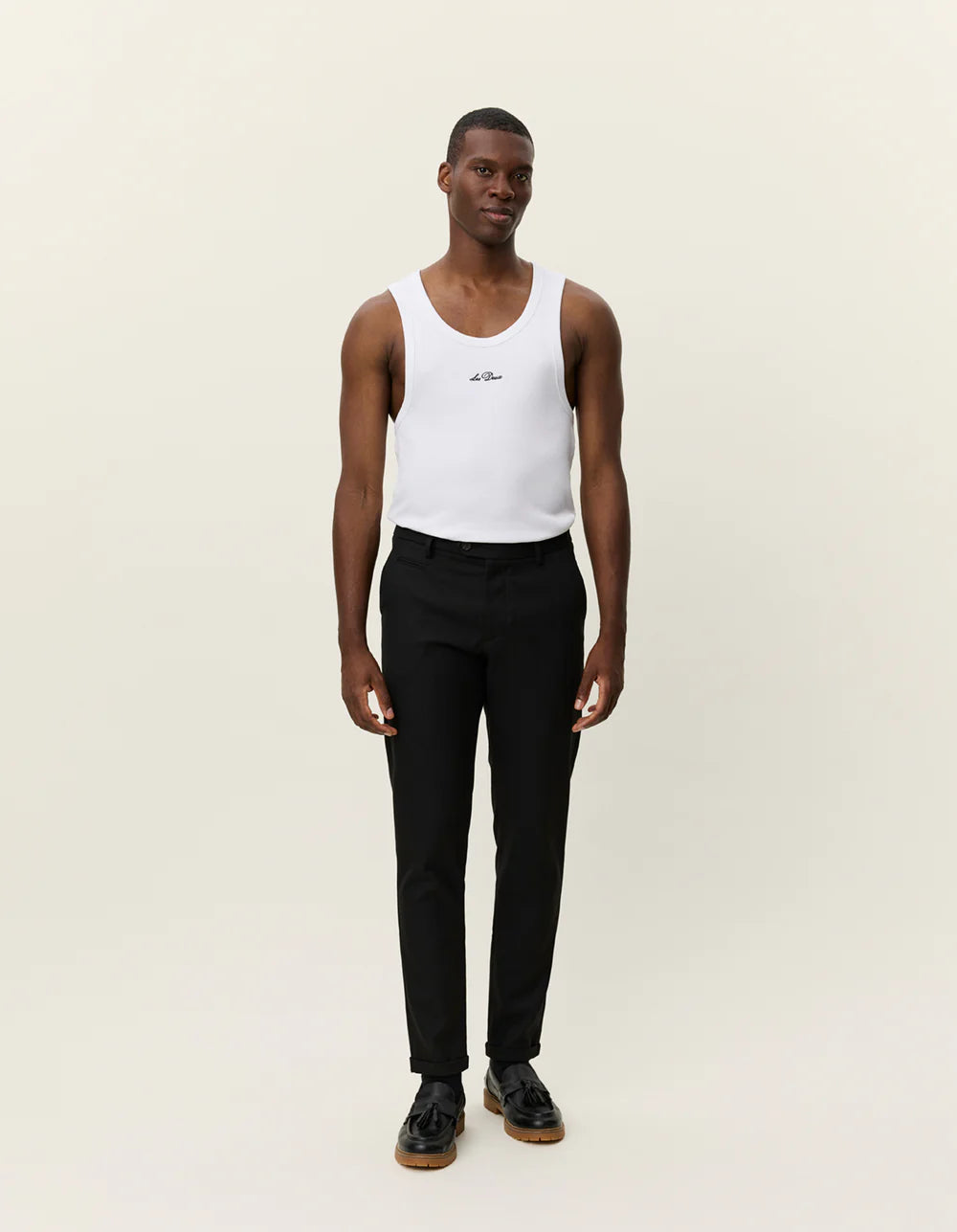 Antique White מכנסיים ארוכים לגברים Como Herringbone LES DEUX