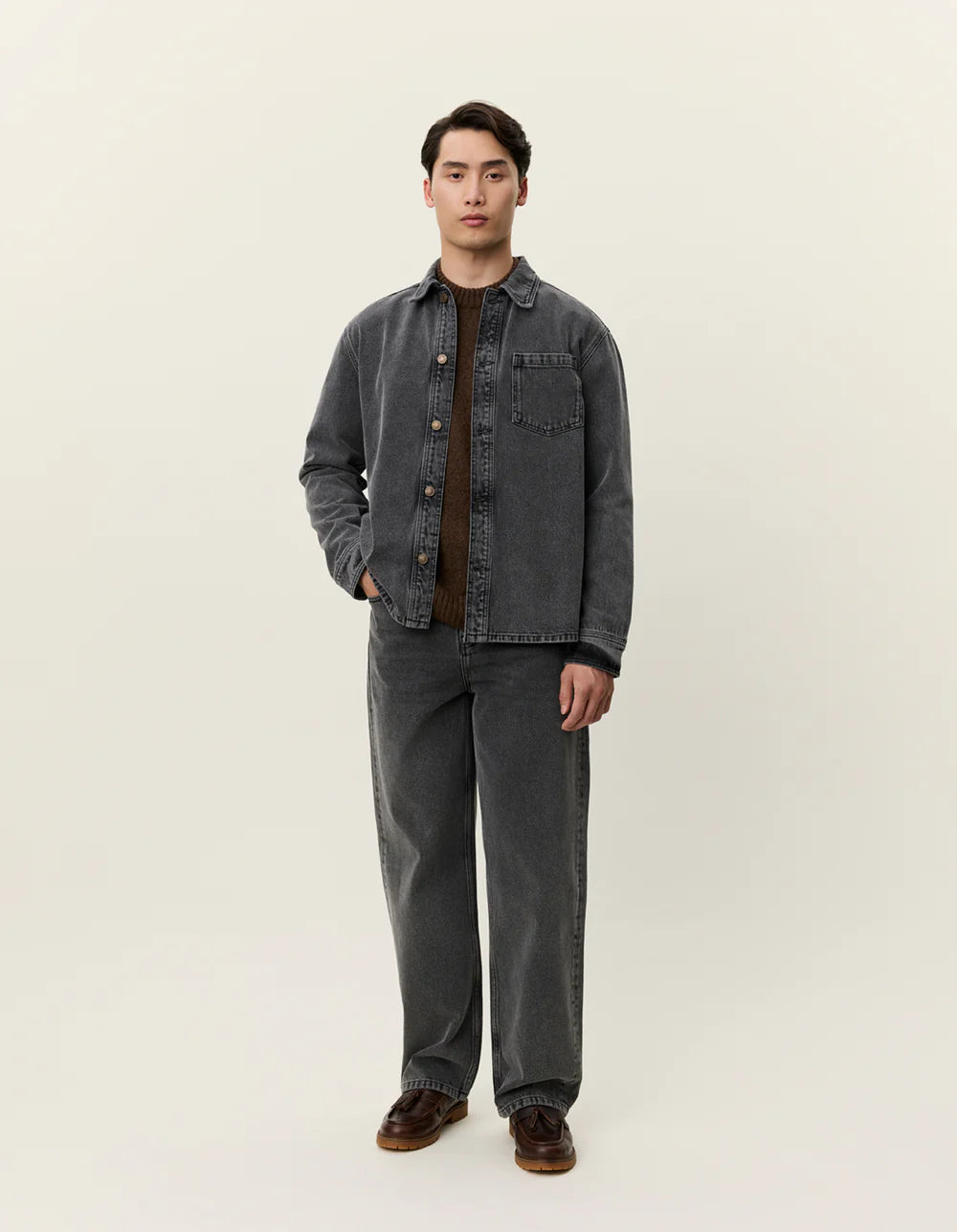 Antique White חולצה מכופתרת ארוכה לגברים Loan Washed LES DEUX