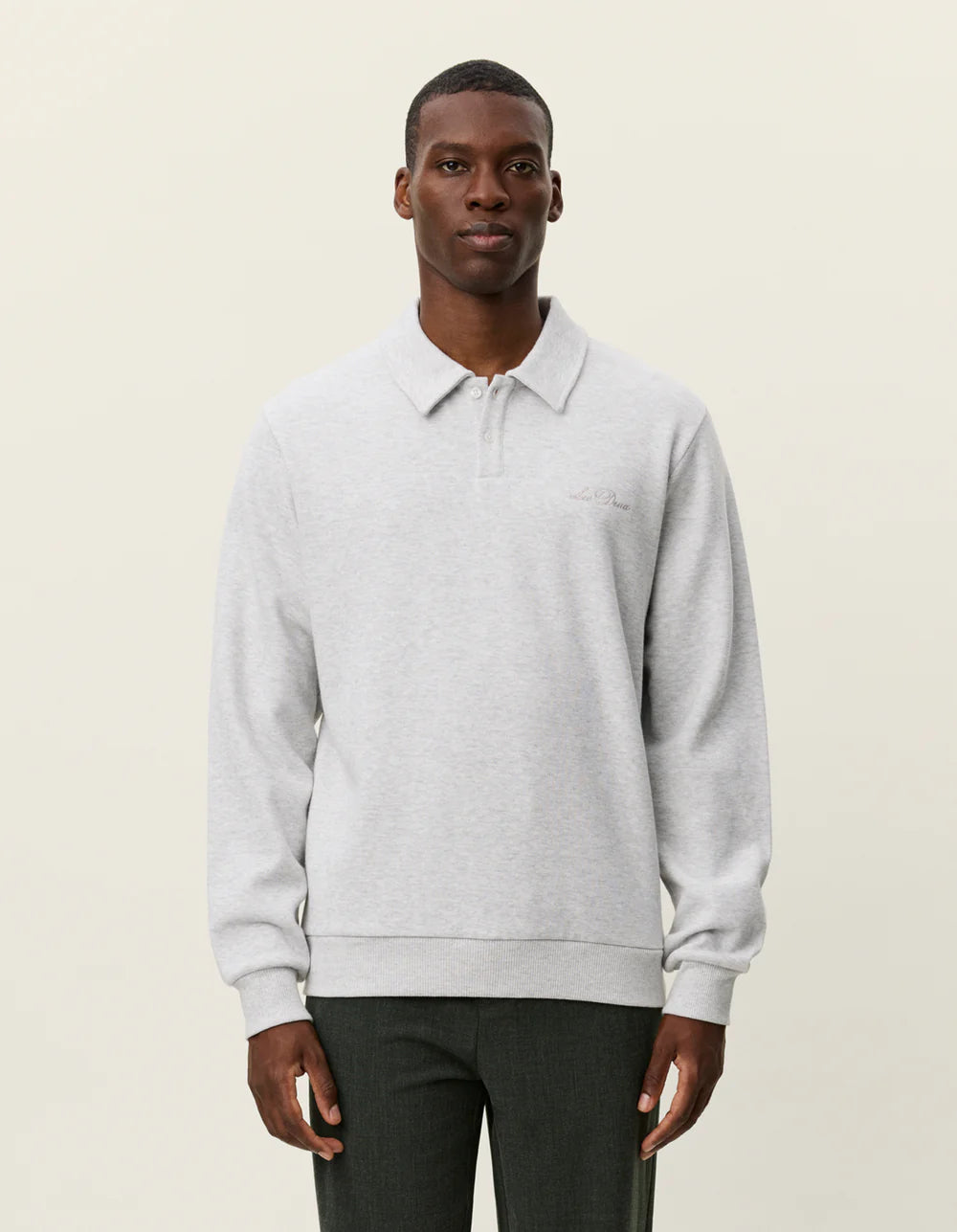 Light Gray סווטשירט פולו לגברים Ben Polo Piqué LES DEUX
