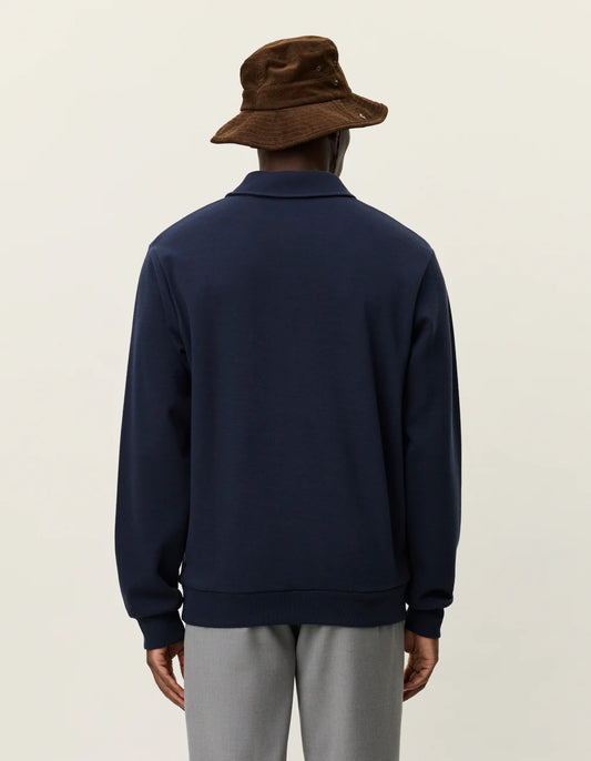 Black סווטשירט פולו לגברים Ben Polo Piqué LES DEUX