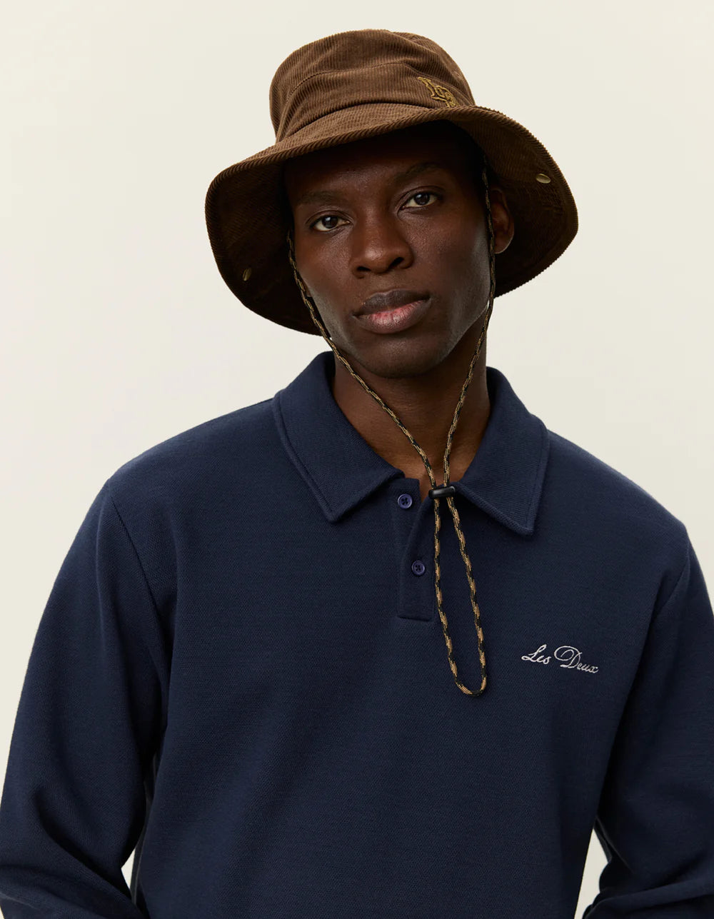 Black סווטשירט פולו לגברים Ben Polo Piqué LES DEUX