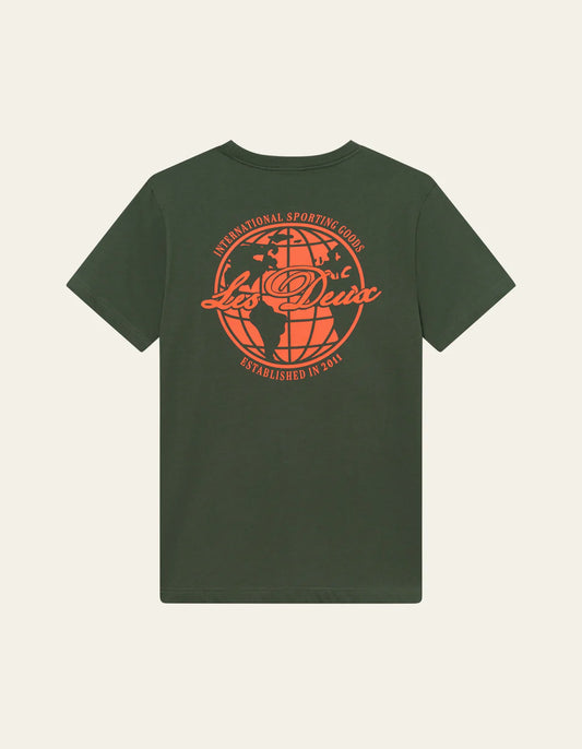 Dark Slate Gray טי שירט קצרה לגברים Ben Globe LES DEUX