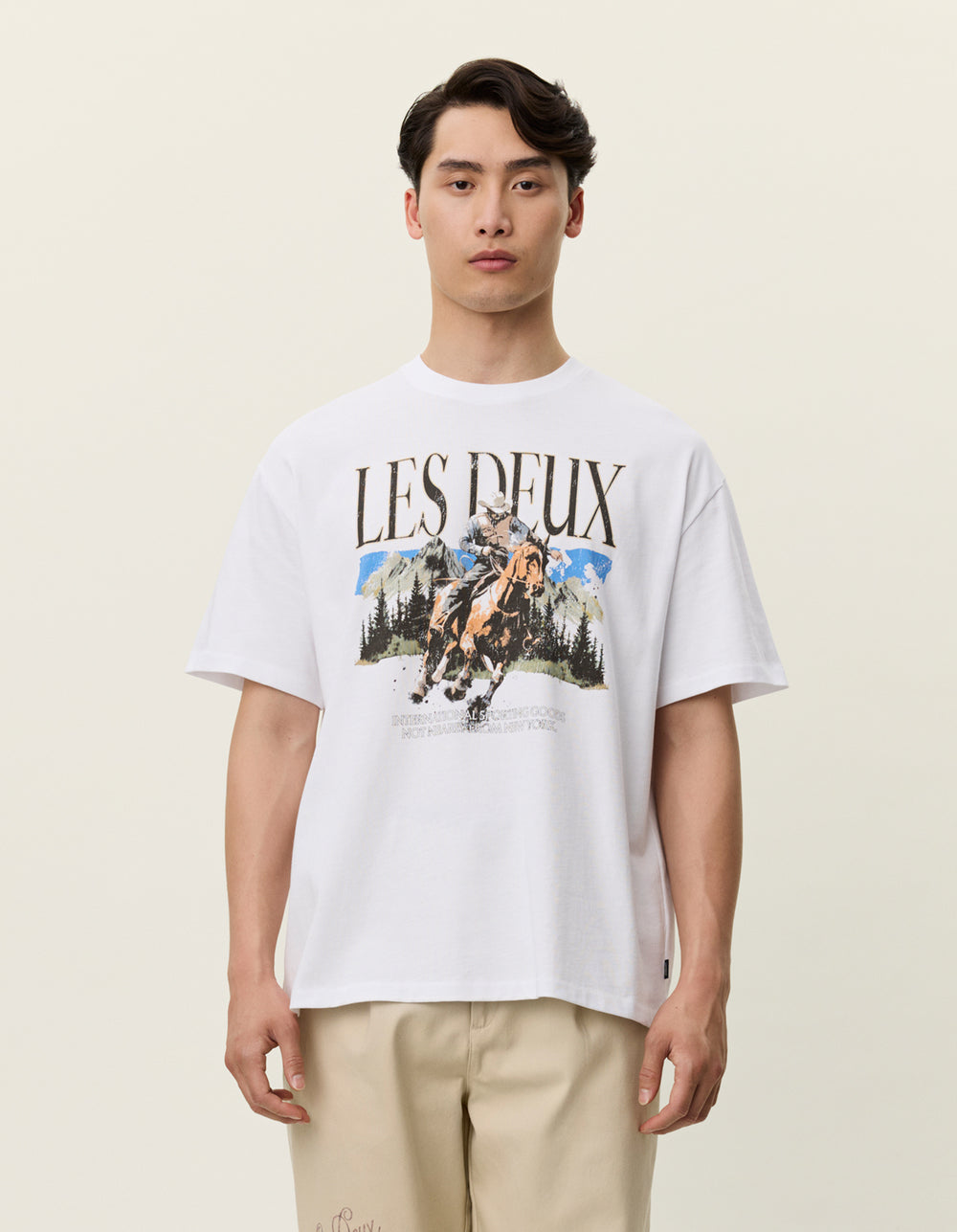 Antique White טי שירט קצרה לגברים Cole Cowboy LES DEUX