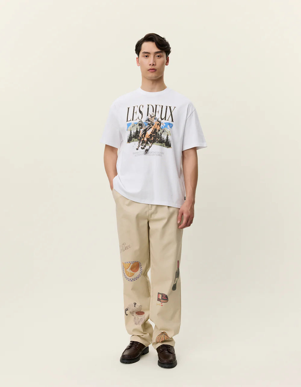 Antique White טי שירט קצרה לגברים Cole Cowboy LES DEUX