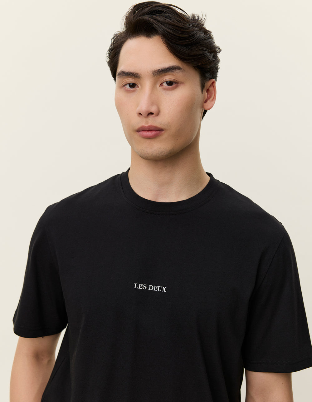 Black טי שירט קצרה לגברים Andrew LES DEUX