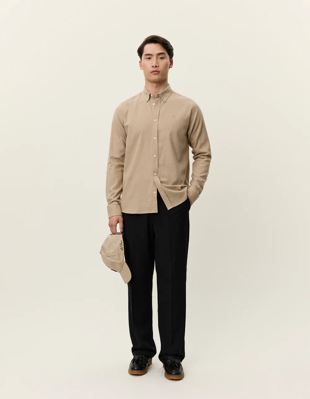 Antique White חולצה מכופתרת ארוכה לגברים Desert Reg LES DEUX