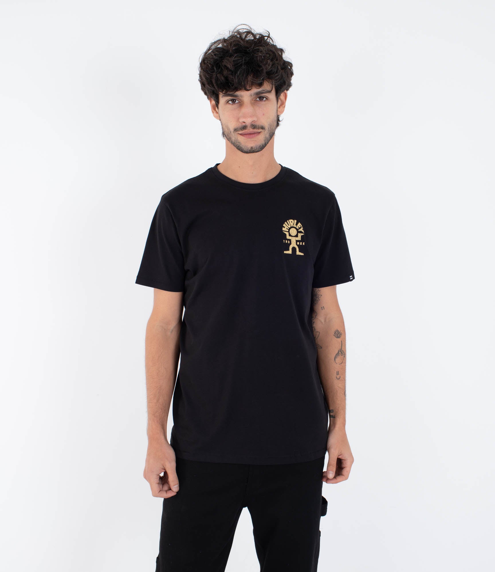 Black טי שירט קצרה לגברים Dancer HURLEY