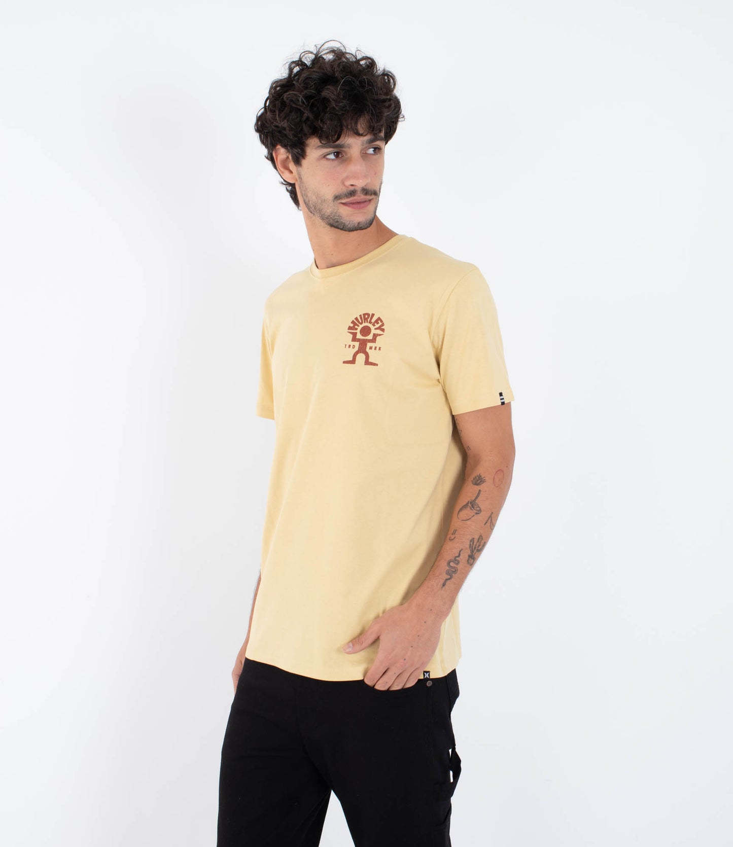 Beige טי שירט קצרה לגברים Dancer HURLEY