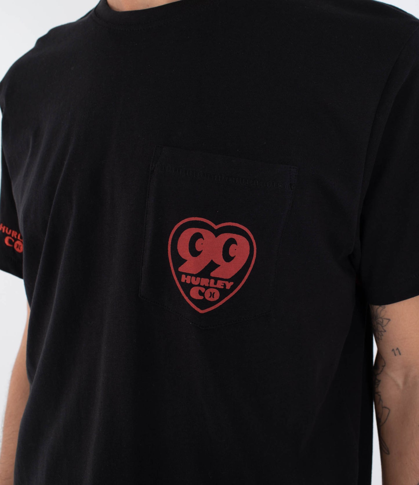 Black טי שירט קצרה לגברים Heart HURLEY