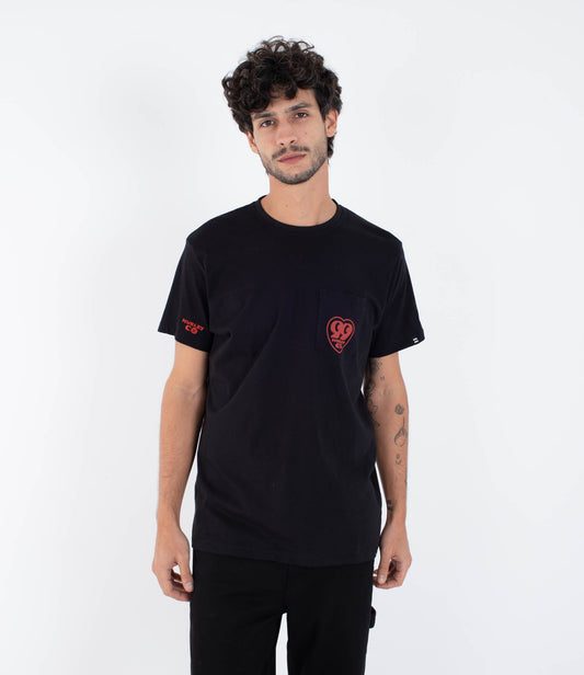 Black טי שירט קצרה לגברים Heart HURLEY