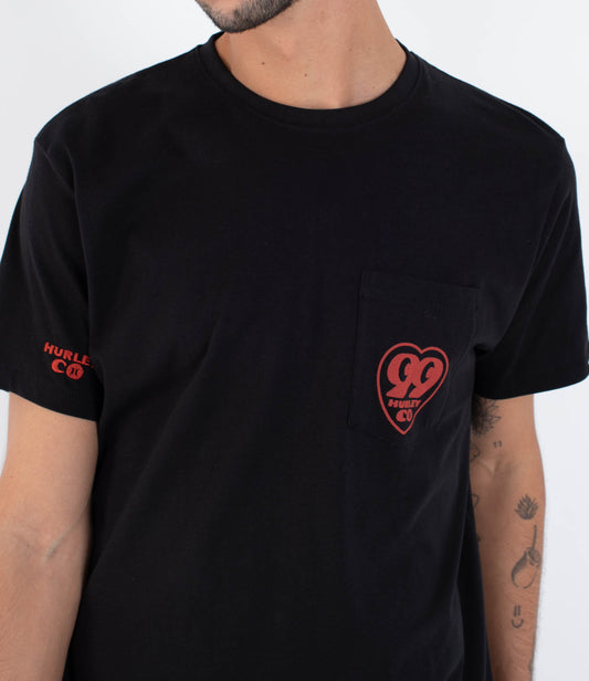 Black טי שירט קצרה לגברים Heart HURLEY