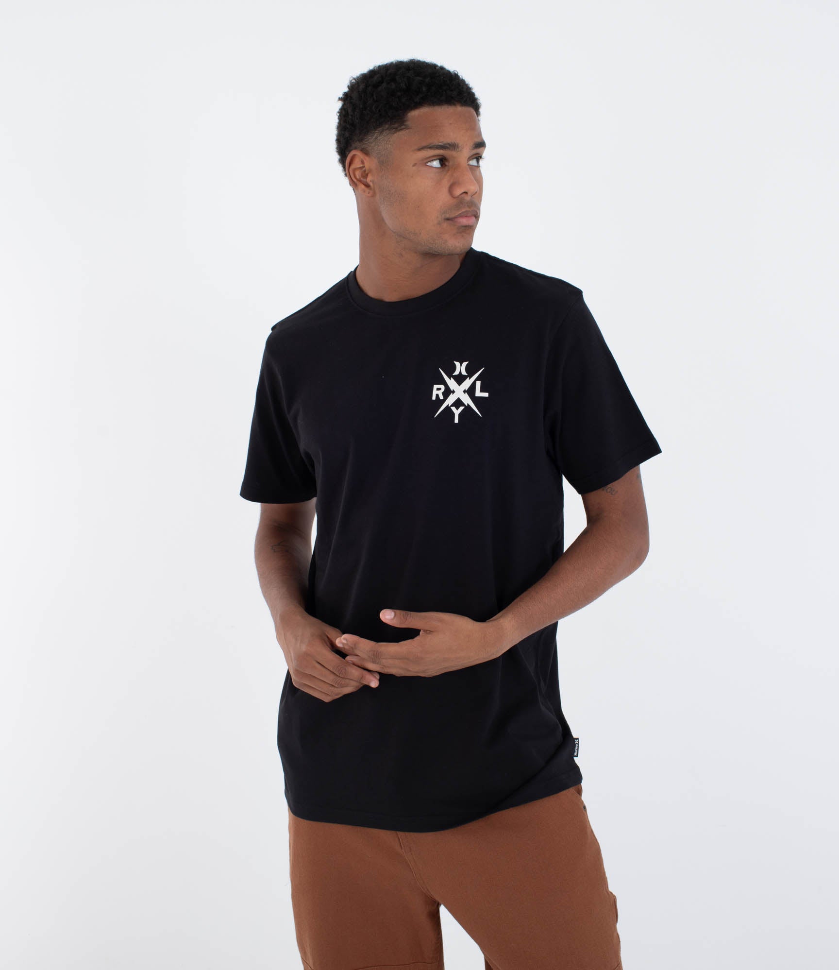 Black טי שירט קצרה לגברים X HURLEY