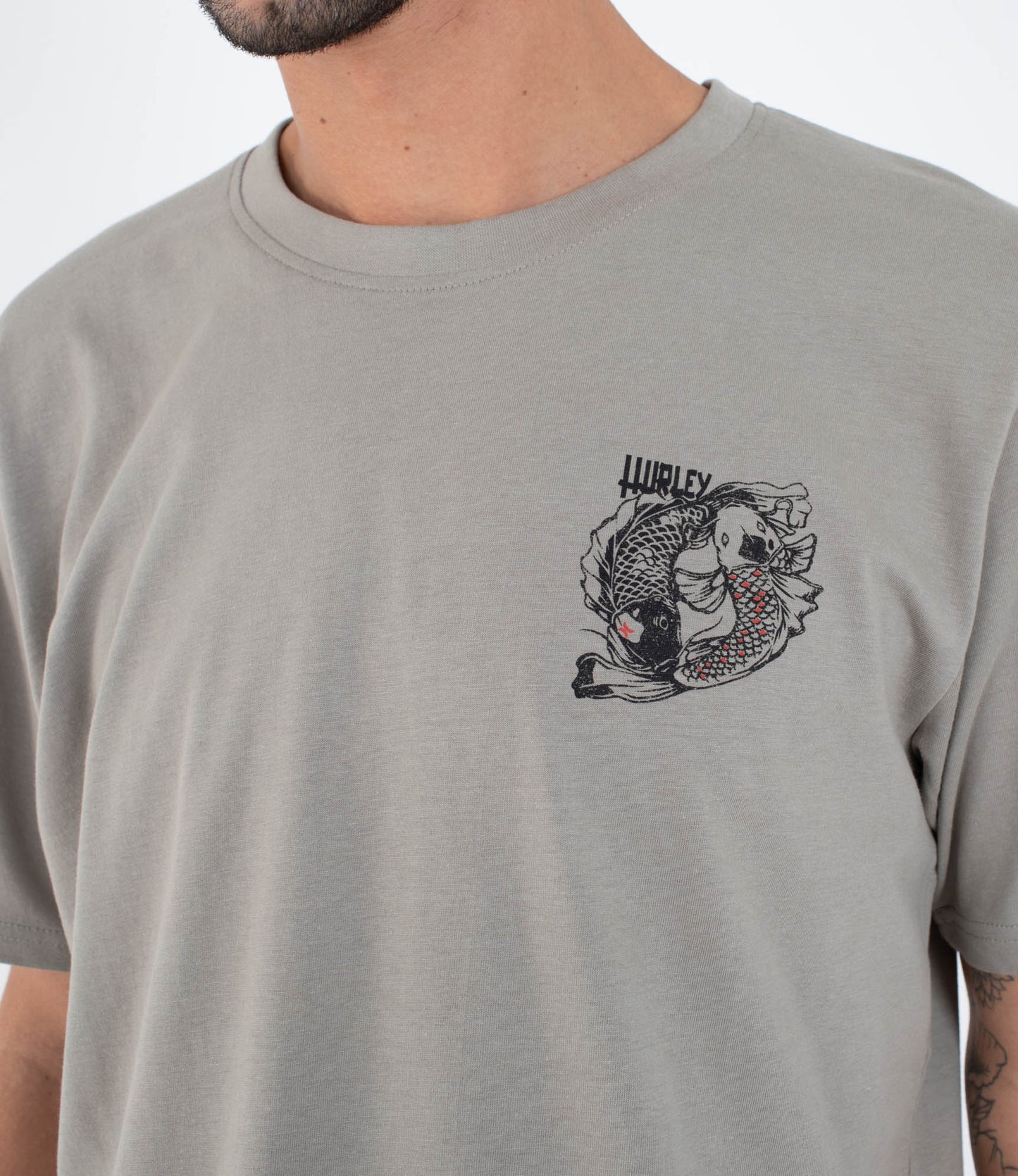 Dark Gray טי שירט קצרה לגברים Tatto HURLEY