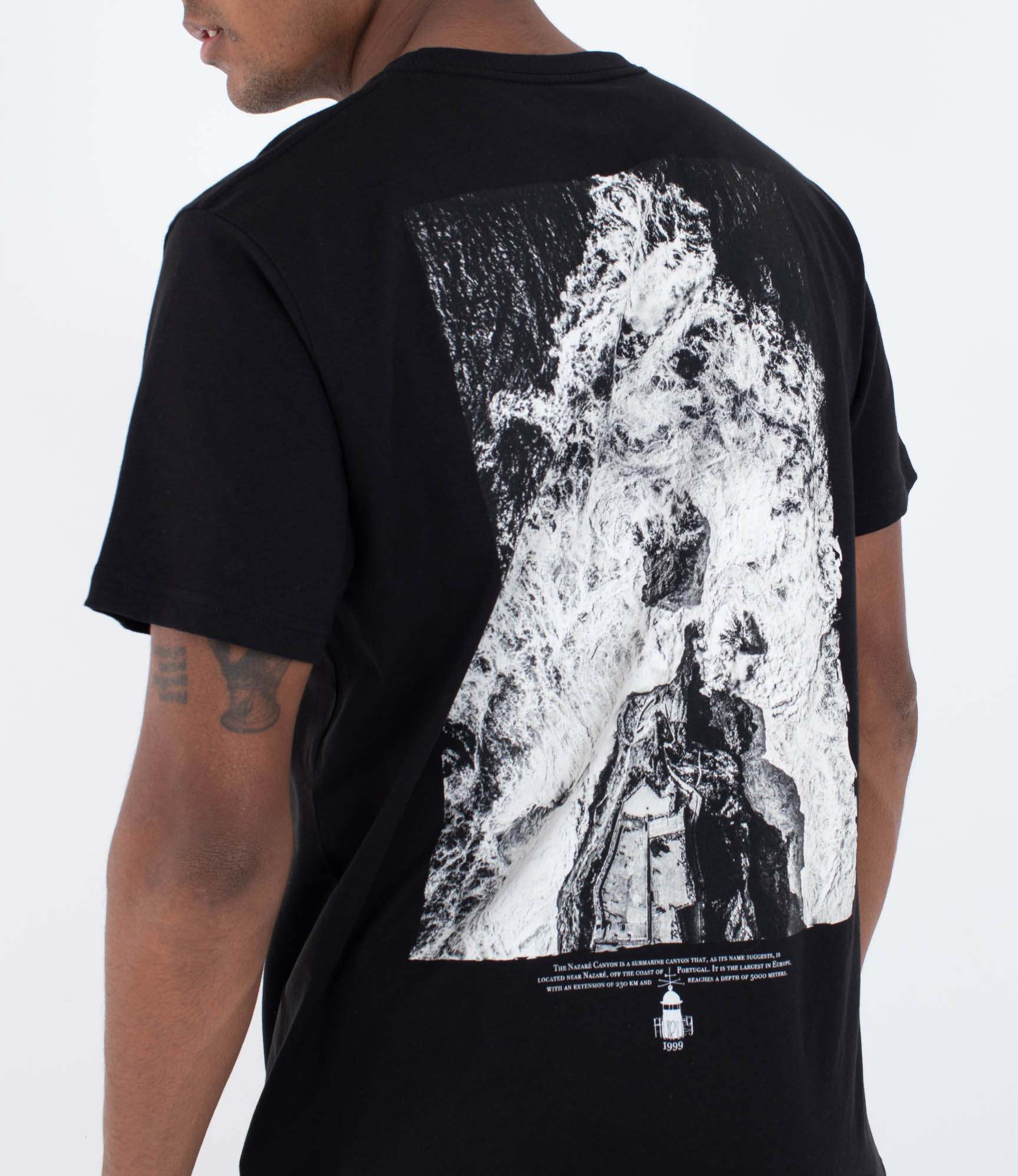 Black טי שירט קצרה לגברים Nazare HURLEY