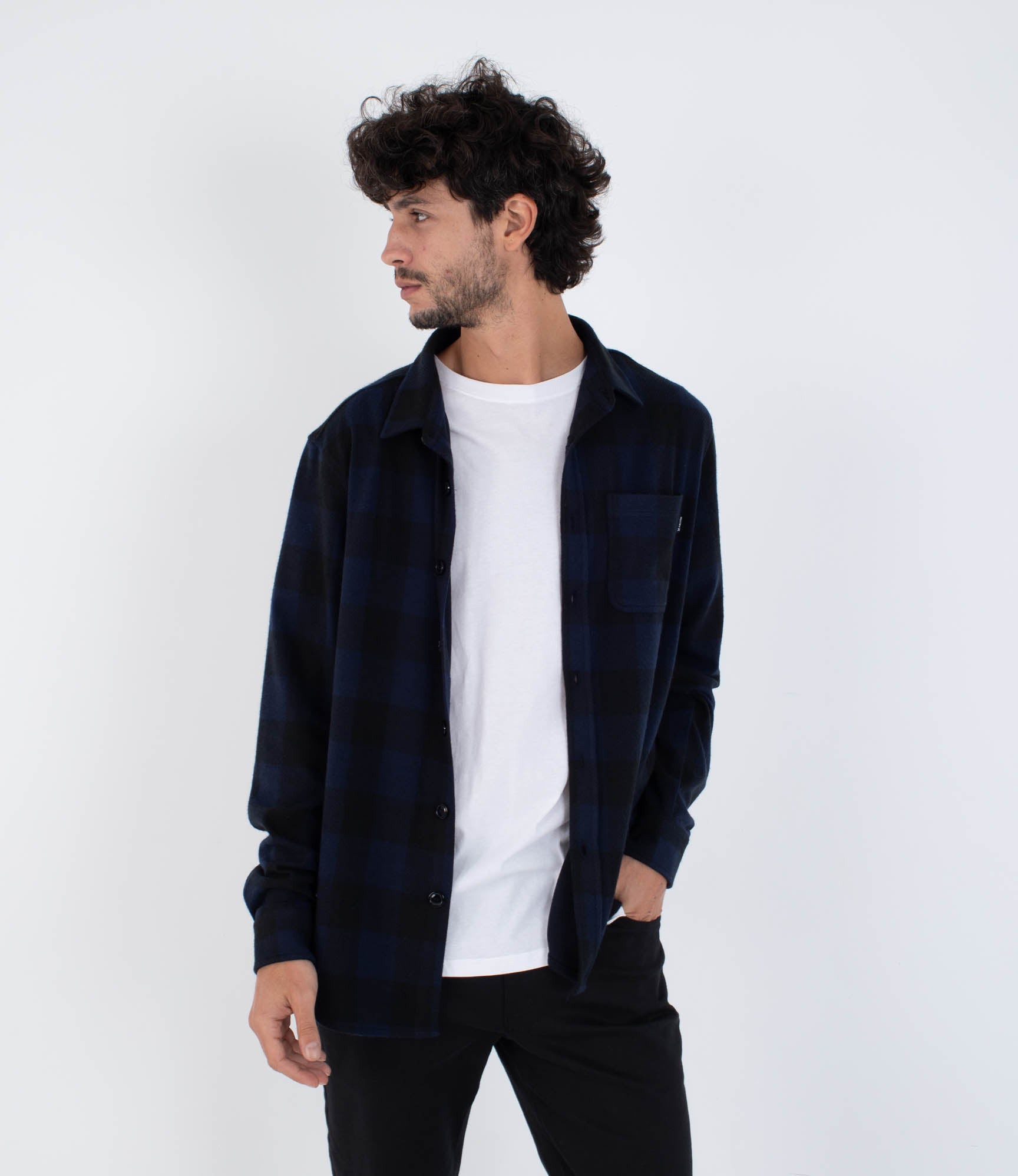 Black חולצה מכופתרת ארוכה לגברים Axe HURLEY