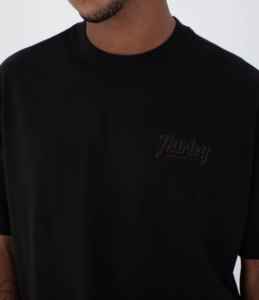 Black טי שירט קצרה לגברים Built HURLEY