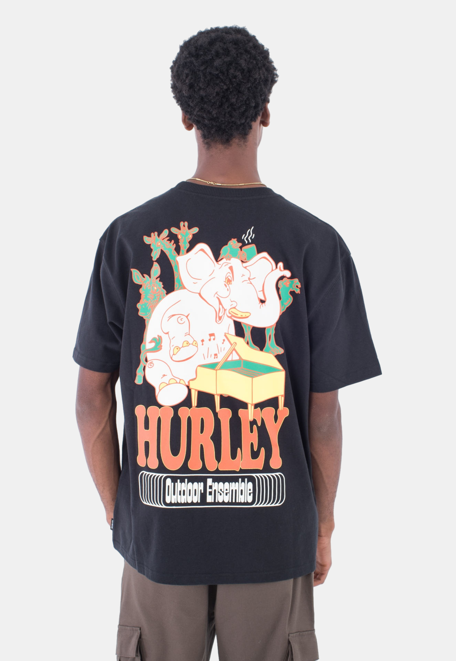 White Smoke טי שירט קצרה לגברים Outdoor Ensemble HURLEY