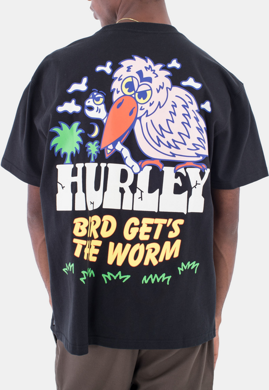 Beige טי שירט קצרה לגברים Worm HURLEY