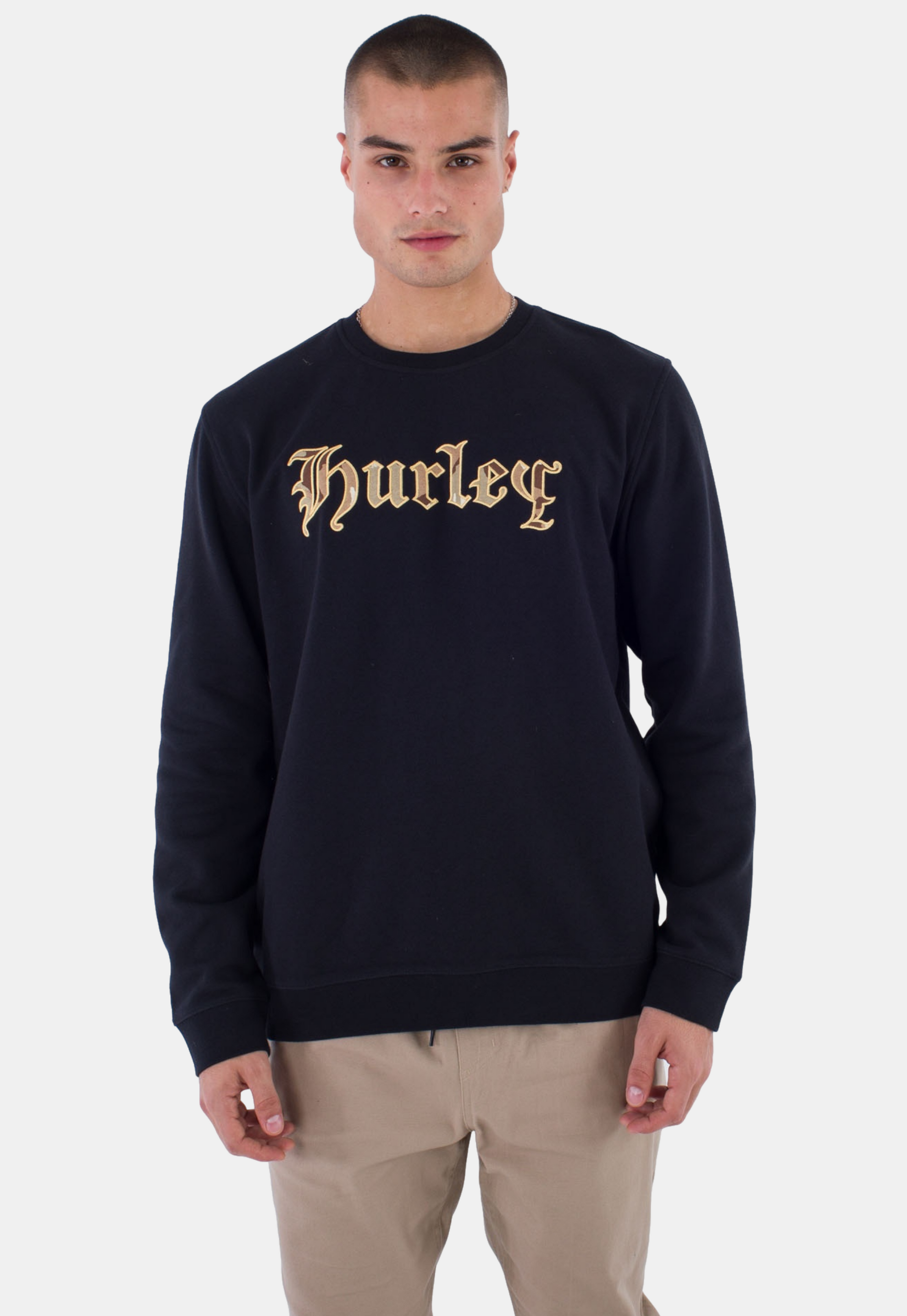 Beige סווטשירט לגברים Fleece Crew HURLEY