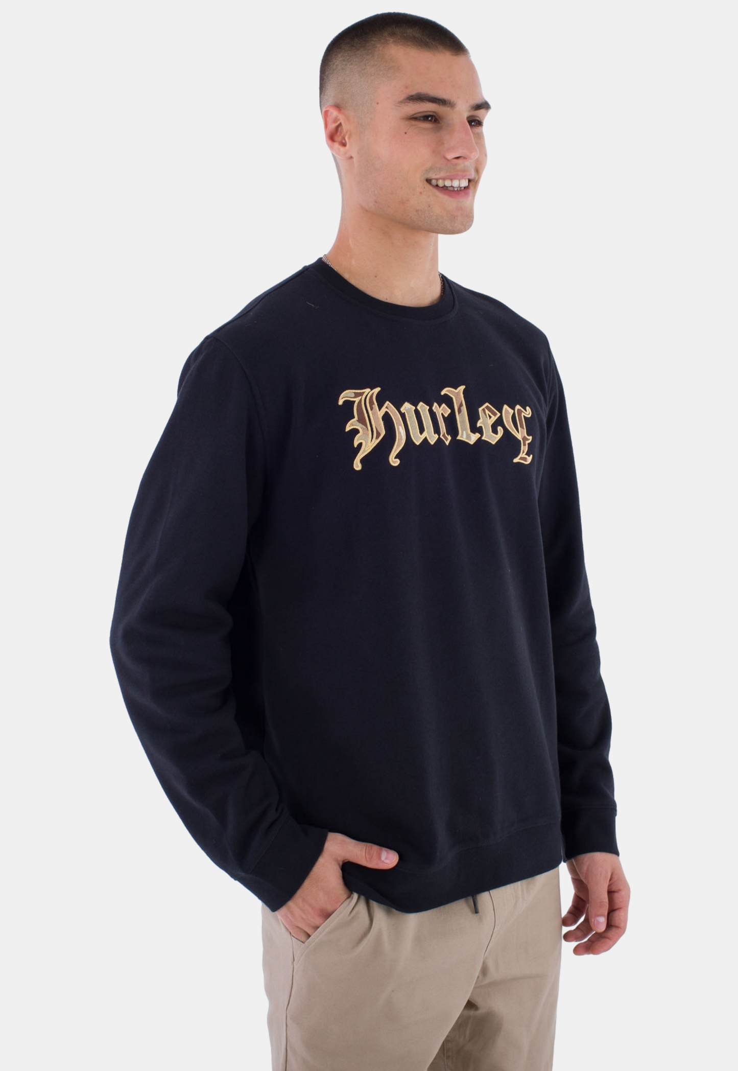 Beige סווטשירט לגברים Fleece Crew HURLEY