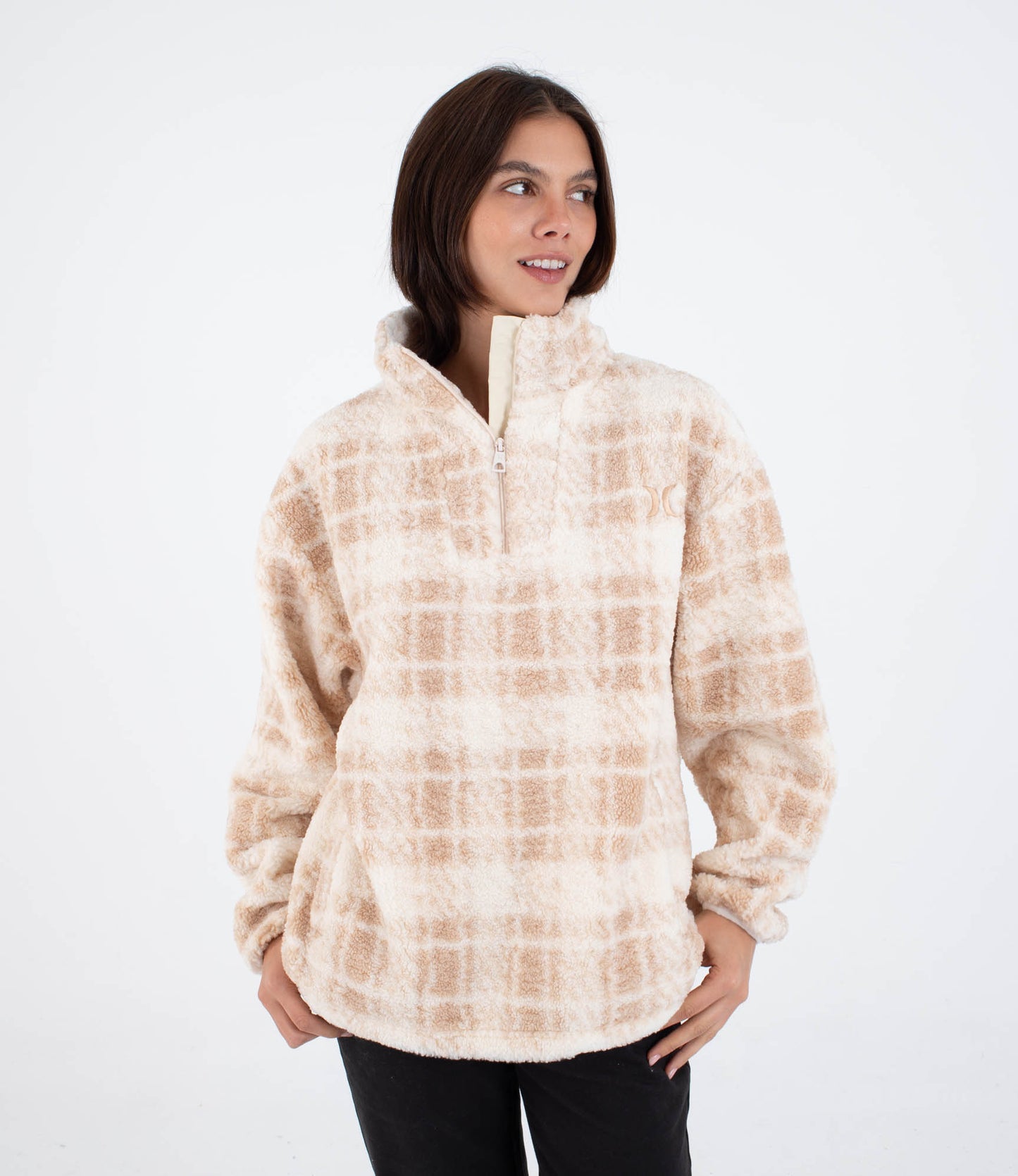 Antique White סווטשירט פליז לנשים Laneway HURLEY