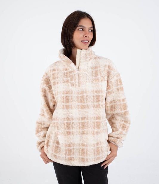 Antique White סווטשירט פליז לנשים Laneway HURLEY