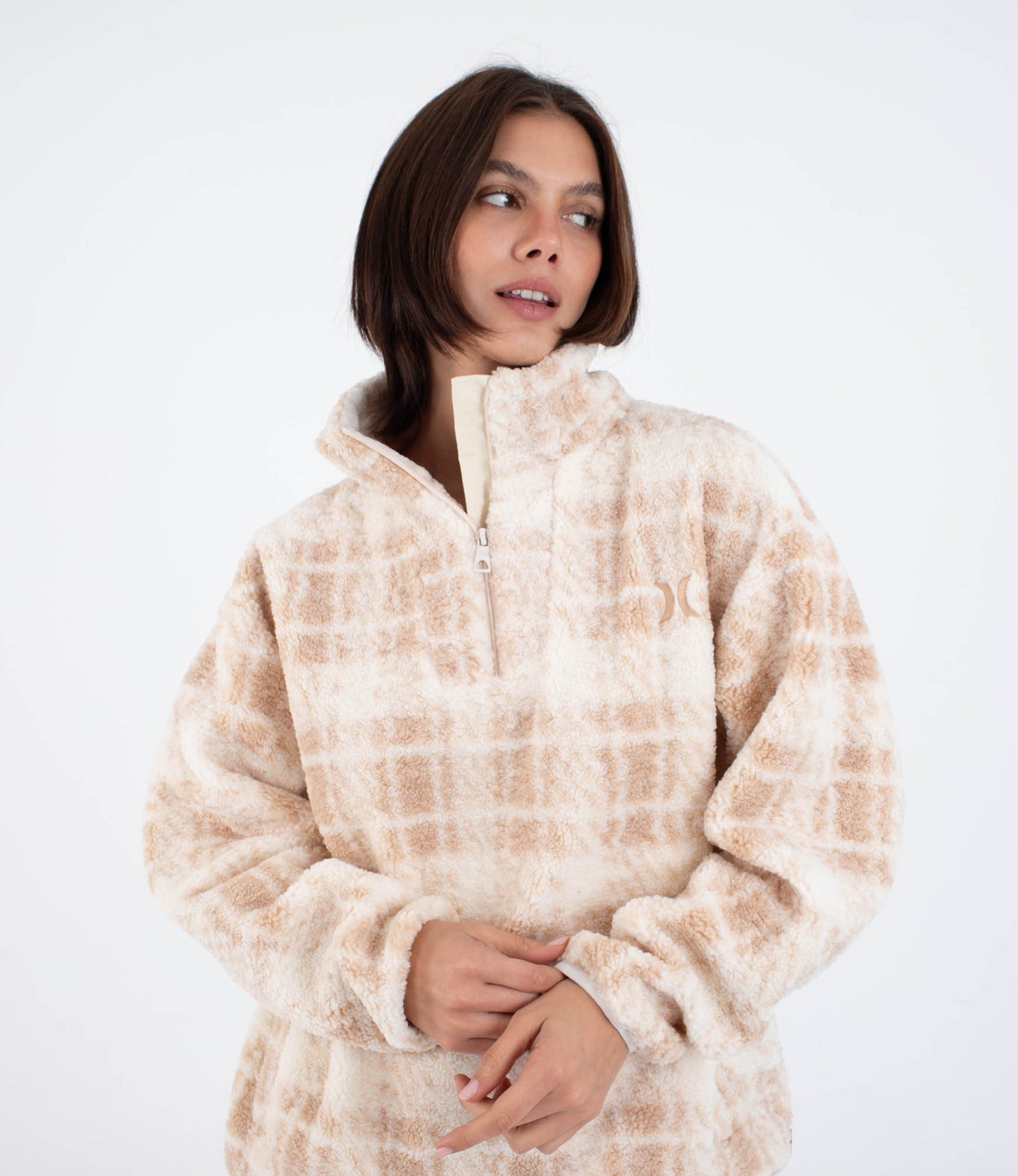 Antique White סווטשירט פליז לנשים Laneway HURLEY