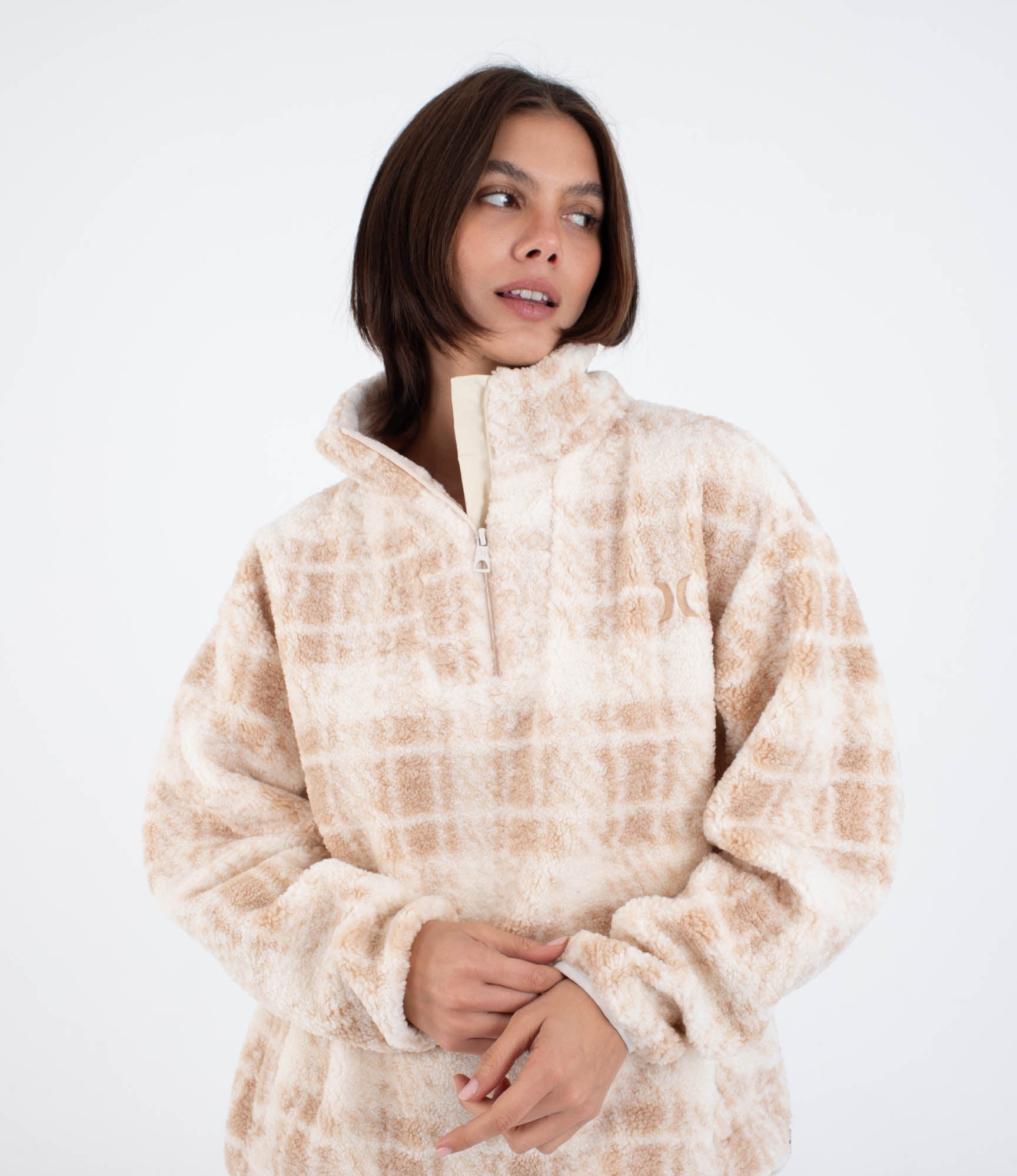 Antique White סווטשירט פליז לנשים Laneway HURLEY