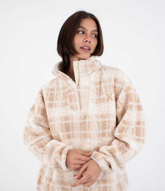 Antique White סווטשירט פליז לנשים Laneway HURLEY