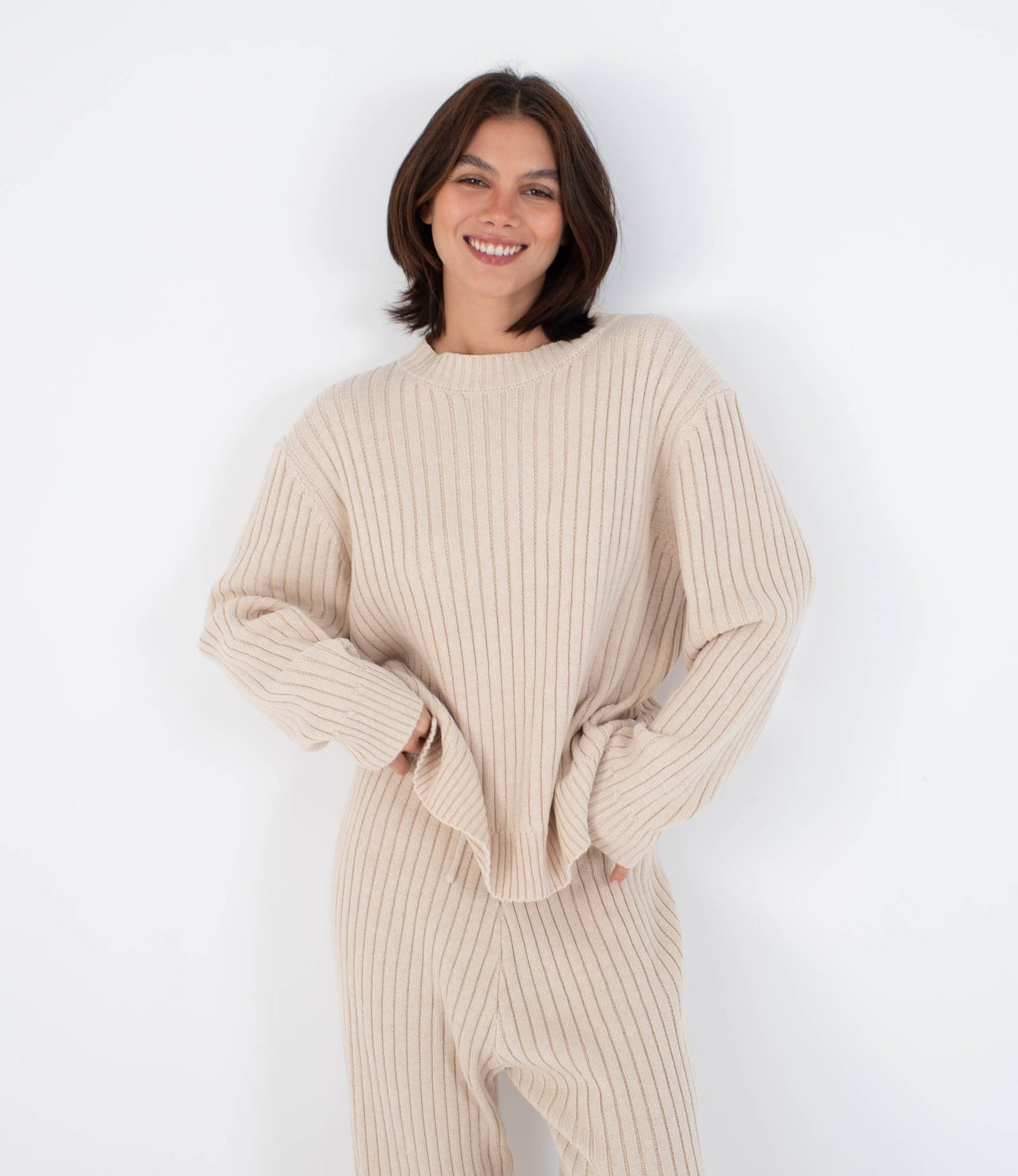 Antique White מכנסי סריג ארוכים לנשים Laneway HURLEY