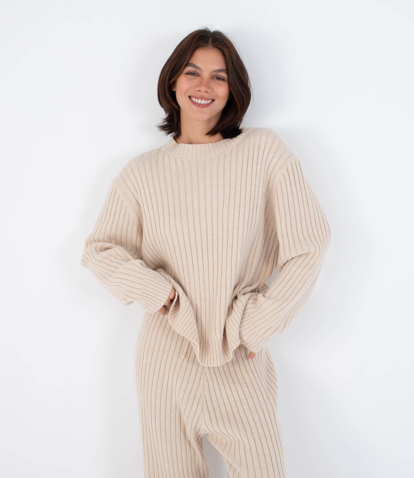 Antique White מכנסי סריג ארוכים לנשים Laneway HURLEY