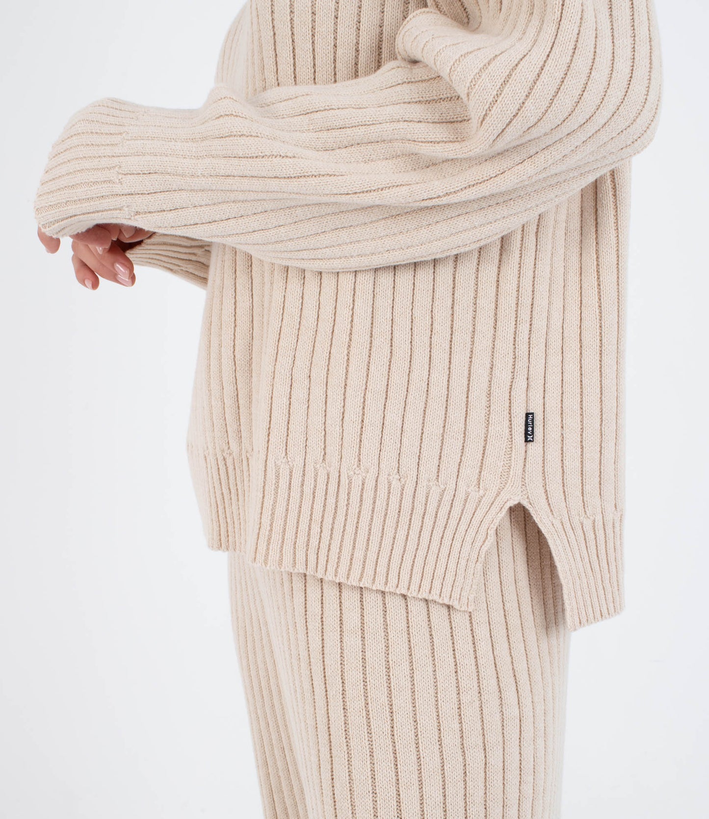 Light Gray חולצת סריג ארוכה לנשים Laneway HURLEY