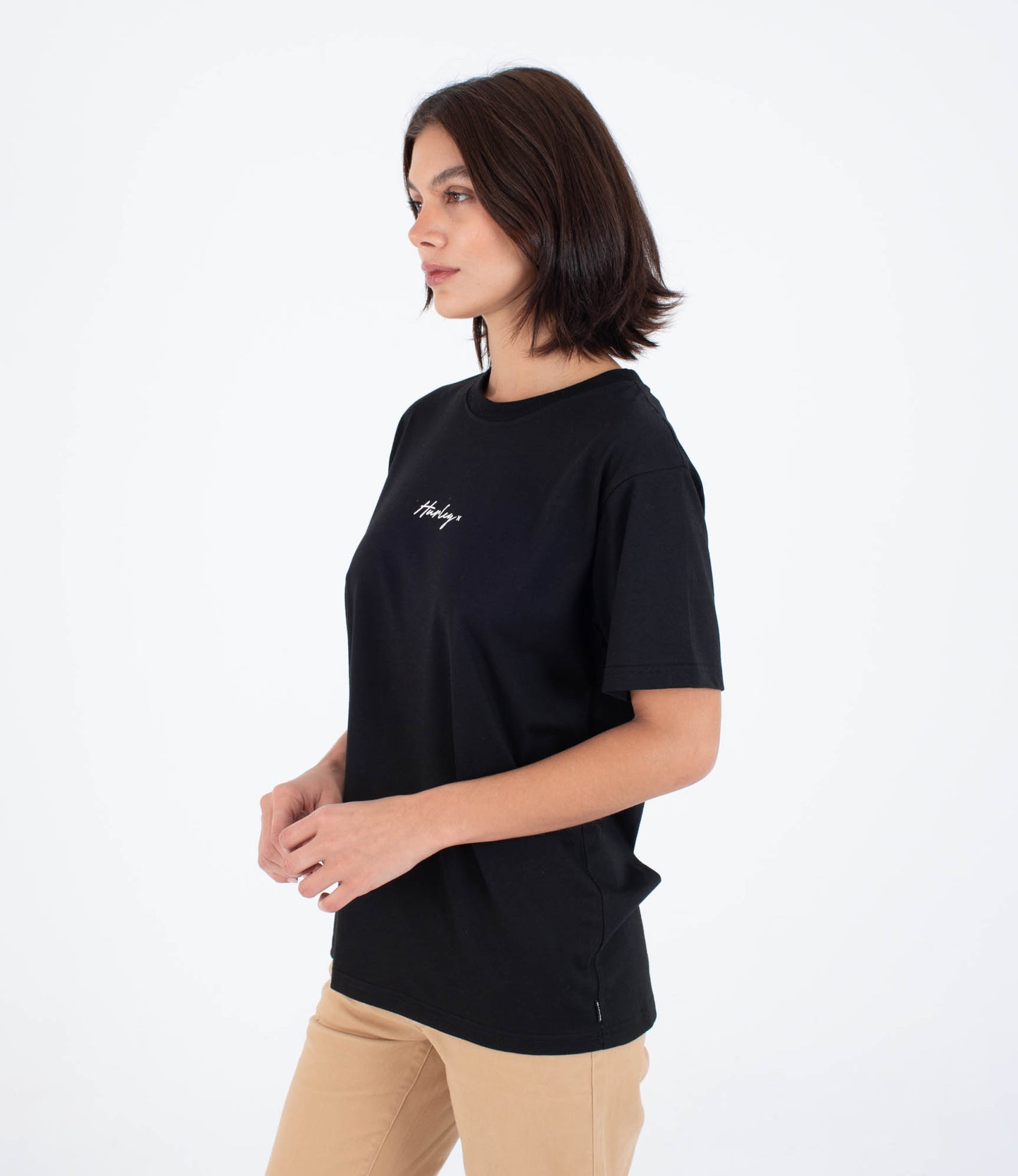 Black טי שירט קצרה לנשים Script HURLEY