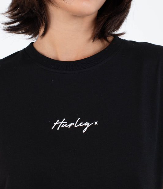 Gray טי שירט קצרה לנשים Script HURLEY