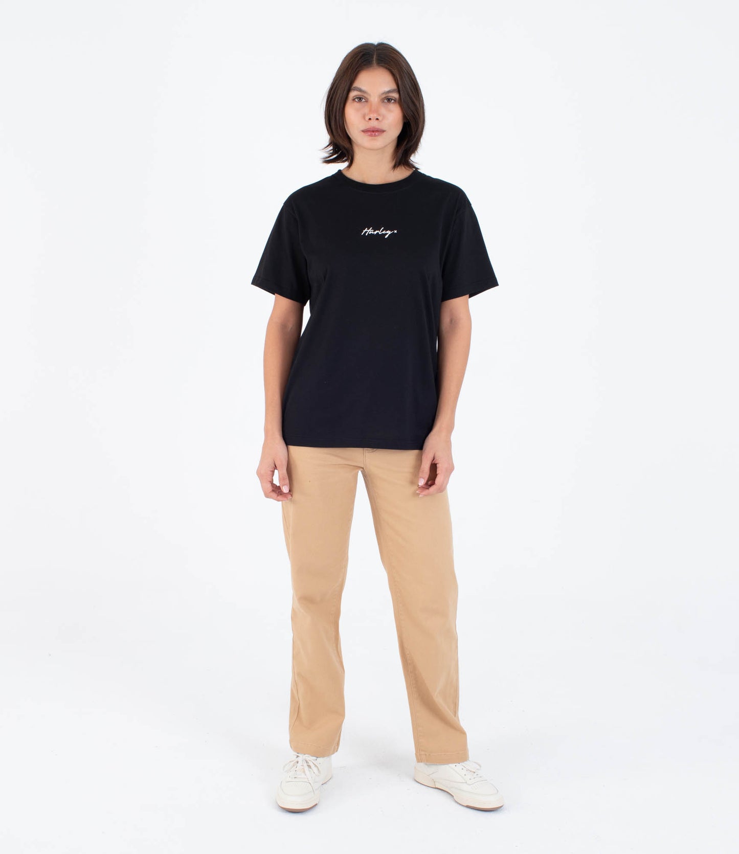 White Smoke טי שירט קצרה לנשים Script HURLEY